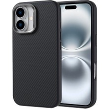 Gezgin iPhone 16 Kılıf Magsafe Şarj Özellikli Karbon Fiber Görünümlü Gzgn Troy Kapak-Siyah