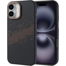 Gezgin iPhone 16 Plus Kılıf Magsafe Şarj Özellikli Karbon Fiber Tasarımlı Gzgn Vave Kapak-Gold-Gold