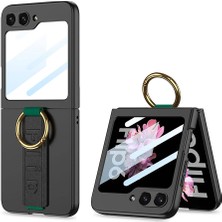 Gezgin Galaxy Z Flip 6 Kılıf Kamera Korumalı Yüzüklü Gzgn Flip Ring Kıpta Kapak-Siyah