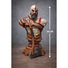 God Of War Kratos Büst 30 cm – Çıkarılabilir Baltalı El Yapımı Fanart Heykel  El Boyama