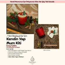 Nüans Atelier Cozy Cabin Şömine Etkili Mum Yapım Seti - Kendin Yap (DIY) Hobi Mum Yapma Kiti (Pine & Red Berries)