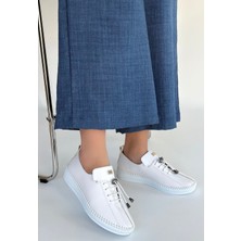 Değirmen Grup Warte Beyaz Deri Bağcıklı Spor Ayakkabı - Lisinya