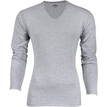 Yıldız Premium Erkek Pamuklu Likralı Ince Teri Emer V Yaka Uzun Kollu Body Sweatshirt