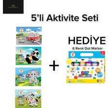 Lino 5'li Dot Marker Eğitici Aktivite Seti | 4 Nokta Boyama Kitabı + 6 Renk Yıkanabilir Boya Hediye | 3+ Yaş Okul Öncesi Montessori