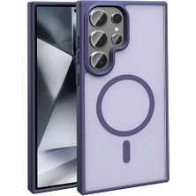 Gezgin Galaxy S24 Ultra Kılıf Magsafe Şarj Özellikli Mat Arka Yüzey Gzgn Sio Kapak-Koyu Mor