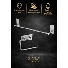 Nakra Home 2'li Paslanmaz Çelik Yapışkanlı Havlu Askısı ve Tuvalet Kağıtlığı | Delmeden Montaj Neme Dayanıklı Havluluk