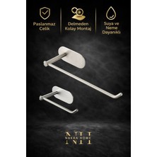 Nakra Home 2'li Paslanmaz Çelik Yapışkanlı Havlu Askısı ve Tuvalet Kağıtlığı | Delmeden Montaj Neme Dayanıklı Havluluk