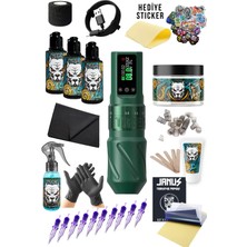 Valor T-Rex Sonic Green Kablosuz 7 Stroke Değişebilir Dövme Makinesi Seti -  Premium Dövme Seti