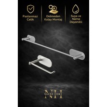 Nakra Home 2'li Paslanmaz Çelik Yapışkanlı Havlu Askısı ve Tuvalet Kağıtlığı | Kolay Montaj | Neme Dayanıklı Havluluk