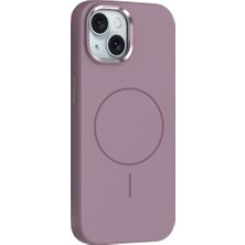Gezgin iPhone 14 Kılıf M-Safe Şarj Özellikli Metal Kamera Çerçeveli Gzgn Edi Silikon Kapak - Mor