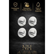 Nakra Home Paslanmaz Çelik Yapışkanlı 3 Adet Oval Askılık | Delmeden Montaj Suya Dayanıklı Çok Amaçlı Havluluk