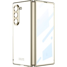 Gezgin Galaxy Z Fold 6 Kılıf Gzgn Full Camlı Kıpta Kapak-Gold
