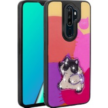 Gezgin Oppo A5 2020 Kılıf Parlayan Kabartmalı Ikonik Figürlü Gzgn Amas Silikon Kapak-Mor