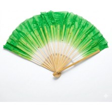 Ceyyiz Yeşil Kumaş Bambu Yelpaze - 45 cm Katlanabilir Büyük Boy