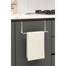 Hill Homes Askılı Havlu Rafı Dolap Askısı Bez Askılık Mutfak Düzenleyici Havlu Askılığı Krom Gümüş