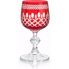 Sudedi Home Kırmızı Kesme Desenli Ayaklı Kadeh Kristal Görünümlü Cam Bardak
