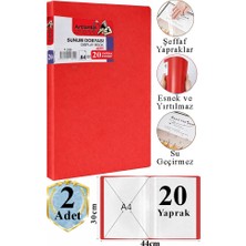 Artlantis Kırmızı Sunum Dosyası 20 Li 2 Adet Poşet Dosyalı Katalog Dosyası 20 Poşetli Kendinden Dosya Plastik Kapaklı