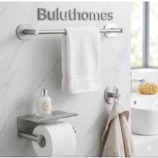 3'lü Paslanmaz Çelik Yapışkanlı Banyo Seti Havluluk Havlu Askısı Tuvalet Kağıtlığı