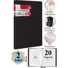 Artlantis Siyah Sunum Dosyası 20 Li 2 Adet Poşet Dosyalı Katalog Dosyası 20 Poşetli Kendinden Dosya Plastik Kapaklı