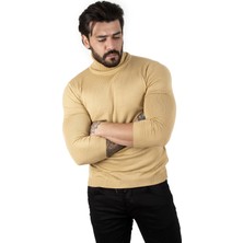 Rizzup Erkek Camel Slim Fit Balıkçı Yaka Düz Kazak Boğazlı Yaka Triko 2002292