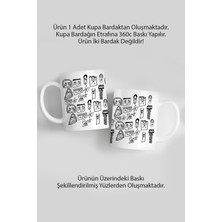 Şekilli Yüzler Sanat Kupa Bardak, 360° Baskılı Tekli Kupa, Modern Çizim Tasarımlı Mug