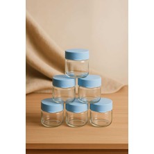 Özgürce 6'lı Set Cam Bebek Mama Saklama Kabı, Sızdırmaz, Mavi