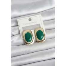 Erbilden Erb Yeşil Renk Kare Model Vintage Kadın Küpe