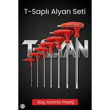 Creatividad Solutions Profesyonel T-Saplı Alyan Seti | 7 Parça Cr-V Çelik Hex Uçlu Güç Serisi 722632