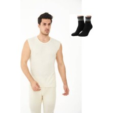 Uygur Saf Yünden Sıcak Tutan Erkek Için Sıfır Kol Fanila Atlet