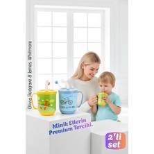 Creatividad Solutions 2'li Set | Pipetli Kupa Kulplu Çocuk Bardağı  - Anti-Damla Kapaklı - 350 ml Alıştırma Bardağı 718281