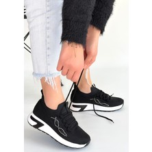 Arenes Belan Siyah Triko Bağcıklı Spor Ayakkabı - Lisinya