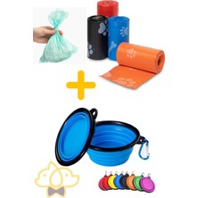 Özgürce Kedi Köpek Kaka Poşeti Seti 60 Adet, Katlanabilir Silikon Mama ve Su Kabı