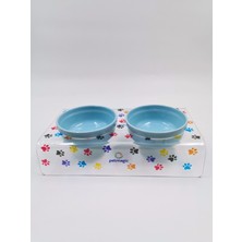 Özgürce Renkli Akryl Seramik Mama ve Su Kabı, Pati Baskılı, Şık ve Dayanıklı