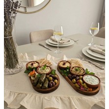 Berina Home Ahşap Sunum Tabağı Seti - Sunumluk ve Servis Tepsisi - Bambu Tarzı Kahvaltı Sunumluğu - Peynir Sunumluğu - Kahve Sunumluğu