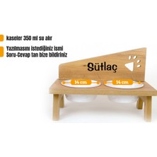 Özgürce Özel Isimli Seramik Kedi ve Köpek Mama Su Kabı Standı