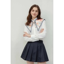 Walkenzo Sanatsal Sulu Boya Çiçek Desenli Şifon Omuz Şalı |yakalık Fular