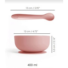 Özgürce Bebekler Için Kapaklı Mama Kasesi ve Silikon Vakumlu Kaşık Seti