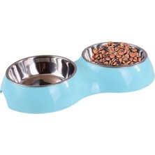 Özgürce 700 ml Mavi Çelik Kedi Köpek Mama ve Su Kabı, Kaymaz Taban