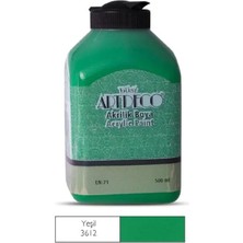 Artdeco Akrilik Boya 500 ml Yeşil 3612 Su Bazlı Dayanıklı ve Hızlı Kuruyan Özellikte