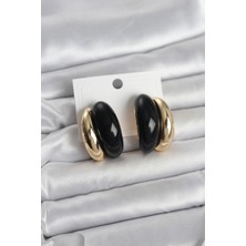 Erbilden Erb Damla Model Siyah Vintage Gold Renk Kadın Küpe