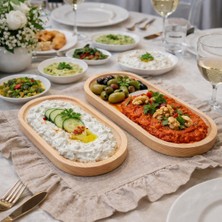 Berina Home Ahşap Sunum Tabağı Seti - Sunumluk ve Servis Tepsisi - Bambu Tarzı Kahvaltı Sunumluğu - Peynir Sunumluğu - Kahve Sunumluğu