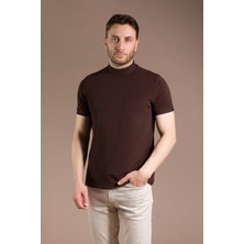 Zeki Özer Erkek Kahve Yarım Boğazlı Soft T-Shirt