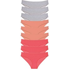 Çerçici 9 Adet Süper Eko Set Likralı Kadın Slip Külot Gri Pudra Fuşya-Royaleks