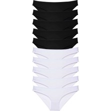 Çerçici 10 Adet Eko Set Likralı Kadın Slip Külot Siyah Beyaz-Royaleks