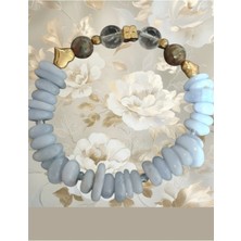 Calsedon Doğal Taş 3 Çakra Kendini Ifade Etme Bilekliği