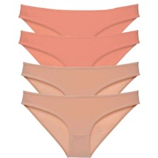 Çerçici 4 Adet Süper Eko Set Likralı Kadın Slip Külot Pudra Ten-Royaleks