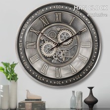 Han Clock Metalçarklı Duvar Saati(Gri-Eskitme) 60CM