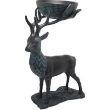 Derin Stok Metal Geyikli Kase 55 cm Dekoratif Hediyelik
