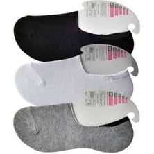 Çerçici Siyah Gri ve Beyaz Kadın Babet Çorap 3 Çift-Royaleks