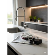 TriVox3D Mutfak Dolabı Tezgah Üstü Için 2 Metre Beyaz Şerit LED Işık Yüksek Lümen 12V Adaptörlü Tak Çalıştır